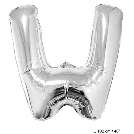 FunnyFashion Folienballon Silber Riesen Buchstabe W – 102cm - Fasnacht24.ch