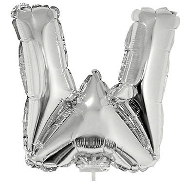 Buchstabenballon W Silber – FunnyFashion Folienballon 41cm - Fasnacht24.ch