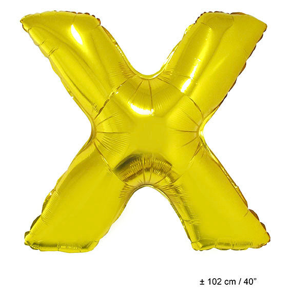 Buchstabenballon X Gold – FunnyFashion Folienballon 102 cm - Fasnacht24.ch