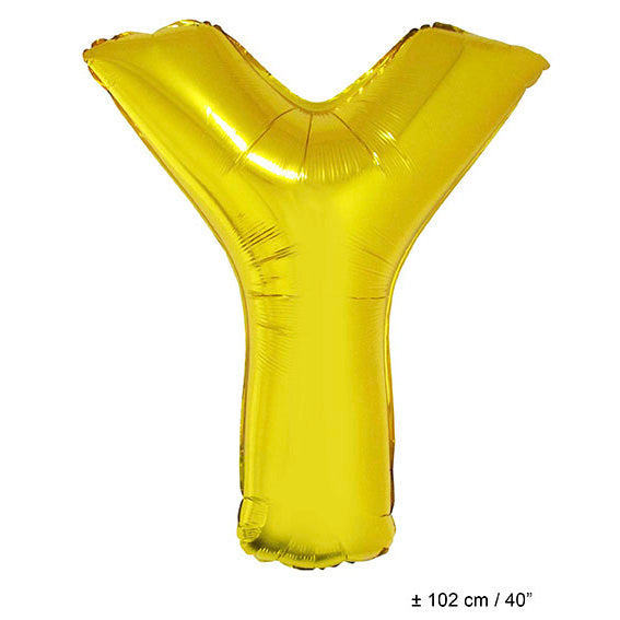 FunnyFashion Buchstabenballon Y Gold – 102 cm Folienballon - Fasnacht24.ch