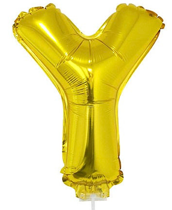 FunnyFashion Buchstabenballon Y Gold – 41 cm Metallic Folienballon - Fasnacht24.ch