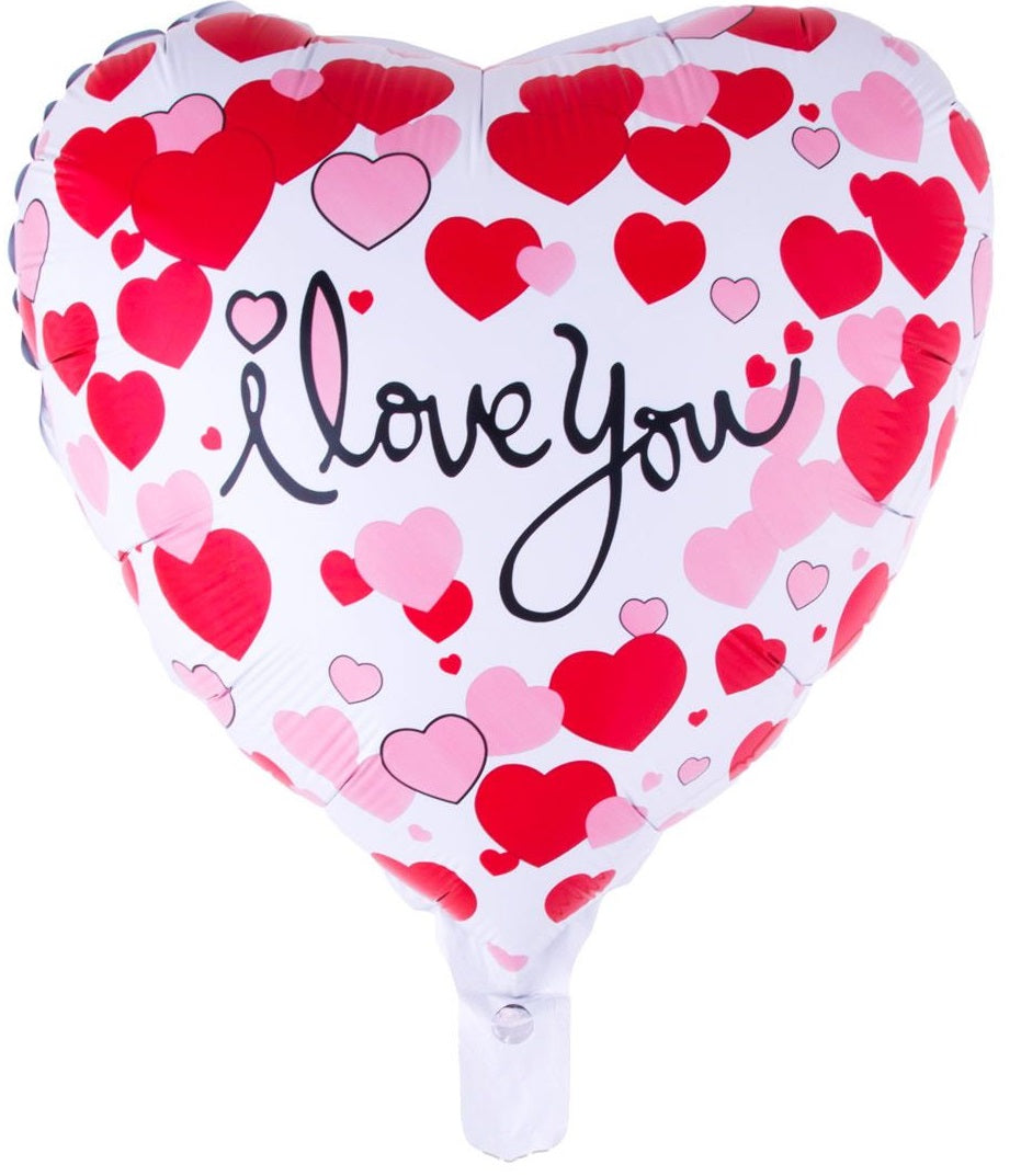 Folienballon I Love You Herz Weiß-Pink – FunnyFashion Luftballon - Fasnacht24.ch