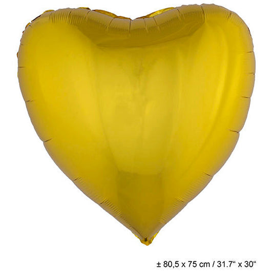 Folienballon Herz Gold – FunnyFashion 80x75 cm Herzluftballon - Fasnacht24.ch