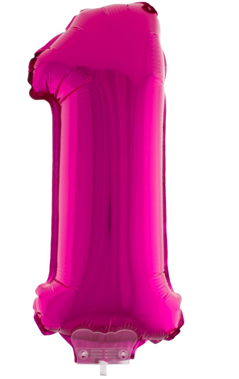 FunnyFashion Folienballon Zahl 1 Pink – 41 cm Selbstsiegelnd - Fasnacht24.ch