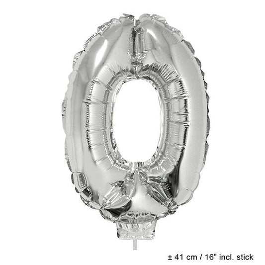 FunnyFashion Silber Folienballon Zahl 0 41 cm Partydeko Fasnacht24.ch