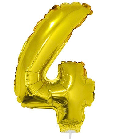Goldene Folienzahl 4 Balloon 41cm – FunnyFashion Partydeko - Fasnacht24.ch