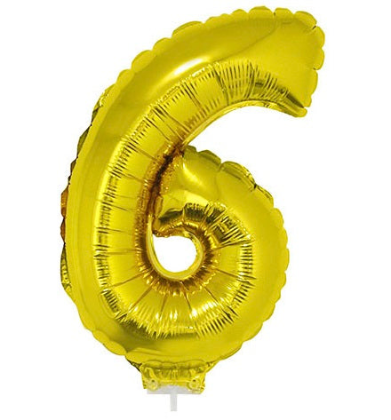 Gold Folienballon Zahl 6 – FunnyFashion Metallic Partydeko 41cm - Fasnacht24.ch