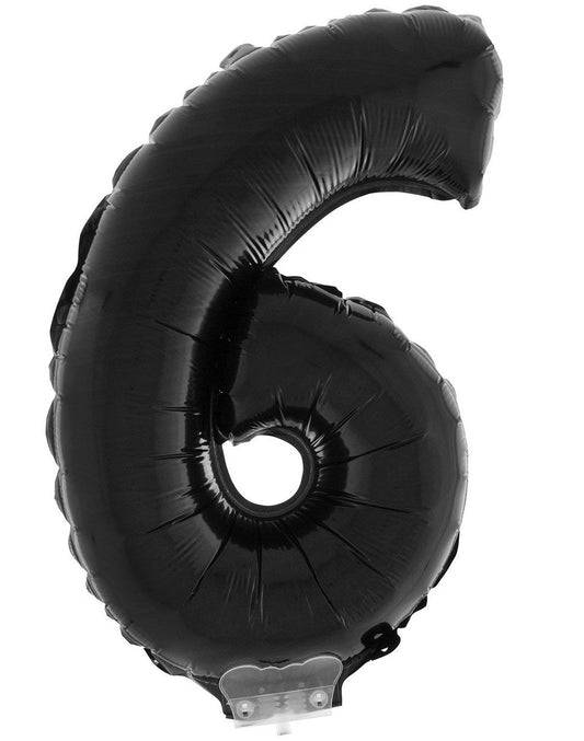 FunnyFashion Folienballon Zahl 6 – Schwarz, 41 cm Partydeko - Fasnacht24.ch