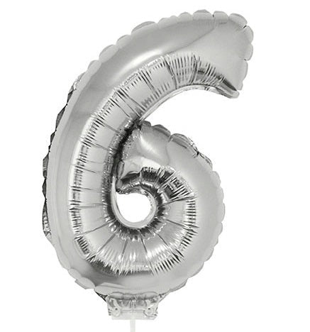 FunnyFashion Folienballon Zahl 6 Silber 41 cm Partydeko