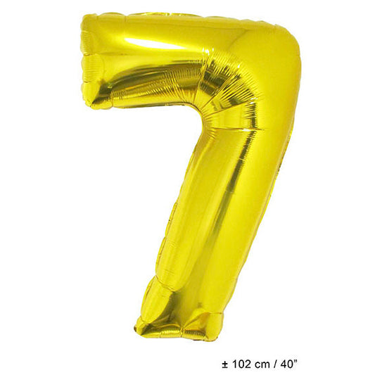FunnyFashion Folienballon Zahl 7 in Gold 102 cm Heliumballon