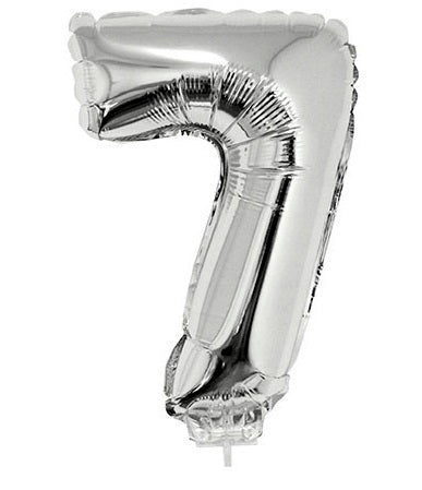 Folienballon Zahl 7 Silber – FunnyFashion 41 cm Partydeko - Fasnacht24.ch