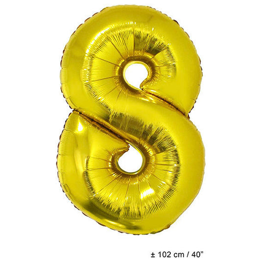 FunnyFashion Folienballon Zahl 8 Gold 102 cm Fasnacht24.ch