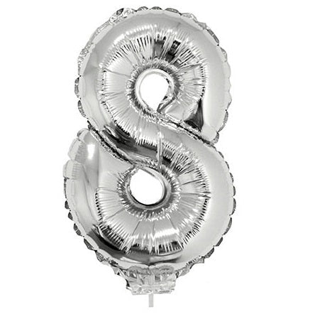FunnyFashion Silber Folienballon Zahl 8 41 cm Hochglanz