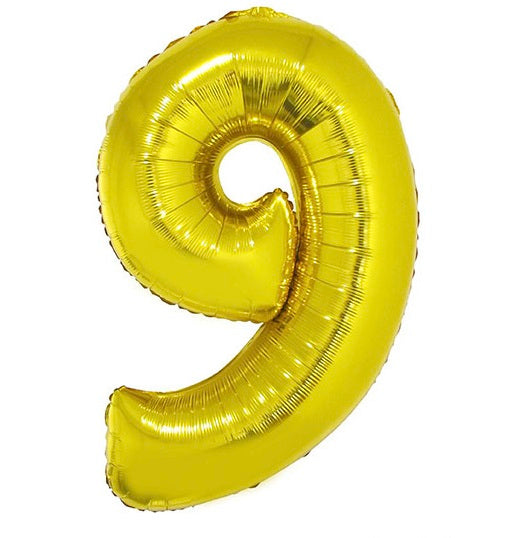 FunnyFashion Folienballon Zahl 9 Gold 41cm Partydeko Fasnacht24.ch