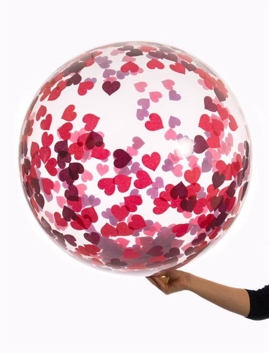 FunnyFashion Roter Herz-Konfetti Latexballon – 46 cm Biologisch Abbaubar – Produktansicht