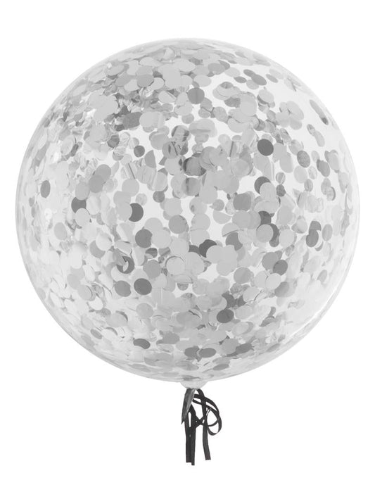 Konfetti Luftballon Silber – FunnyFashion Biologisch Abbaubar 46 cm - Fasnacht24.ch – Produktansicht