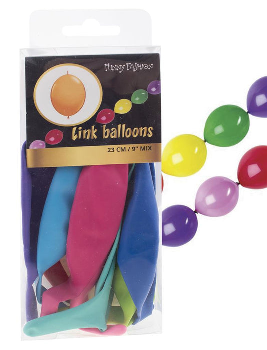 FunnyFashion Luftballongirlande mit 9 bunten Ballons 23 cm Partydeko Fasnacht24.ch