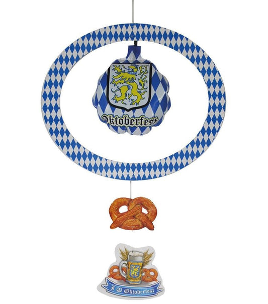 FunnyFashion Oktoberfest Hängedekoration 50cm Blau-Weiss Design
