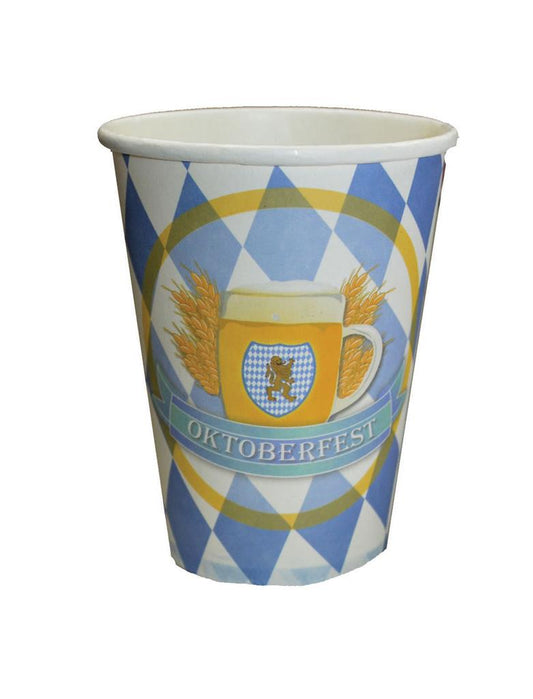 Oktoberfest Pappbecher 8er-Pack – FunnyFashion Alpenblau Edelweiss Design - Fasnacht24.ch