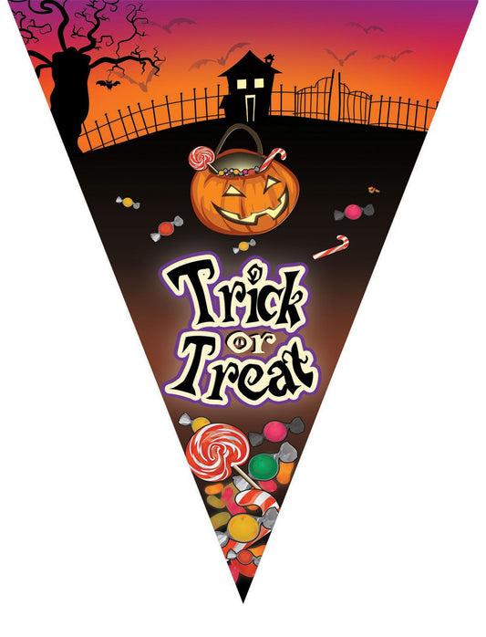 FunnyFashion Halloween Folienbanner – 5m, 10 Wimpel, Wetterfest - Fasnacht24.ch
