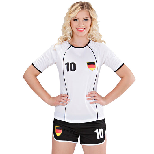 "FUSSBALLSPIELERIN DEUTSCHLAND" (T-Shirt, Shorts) – Vorderansicht