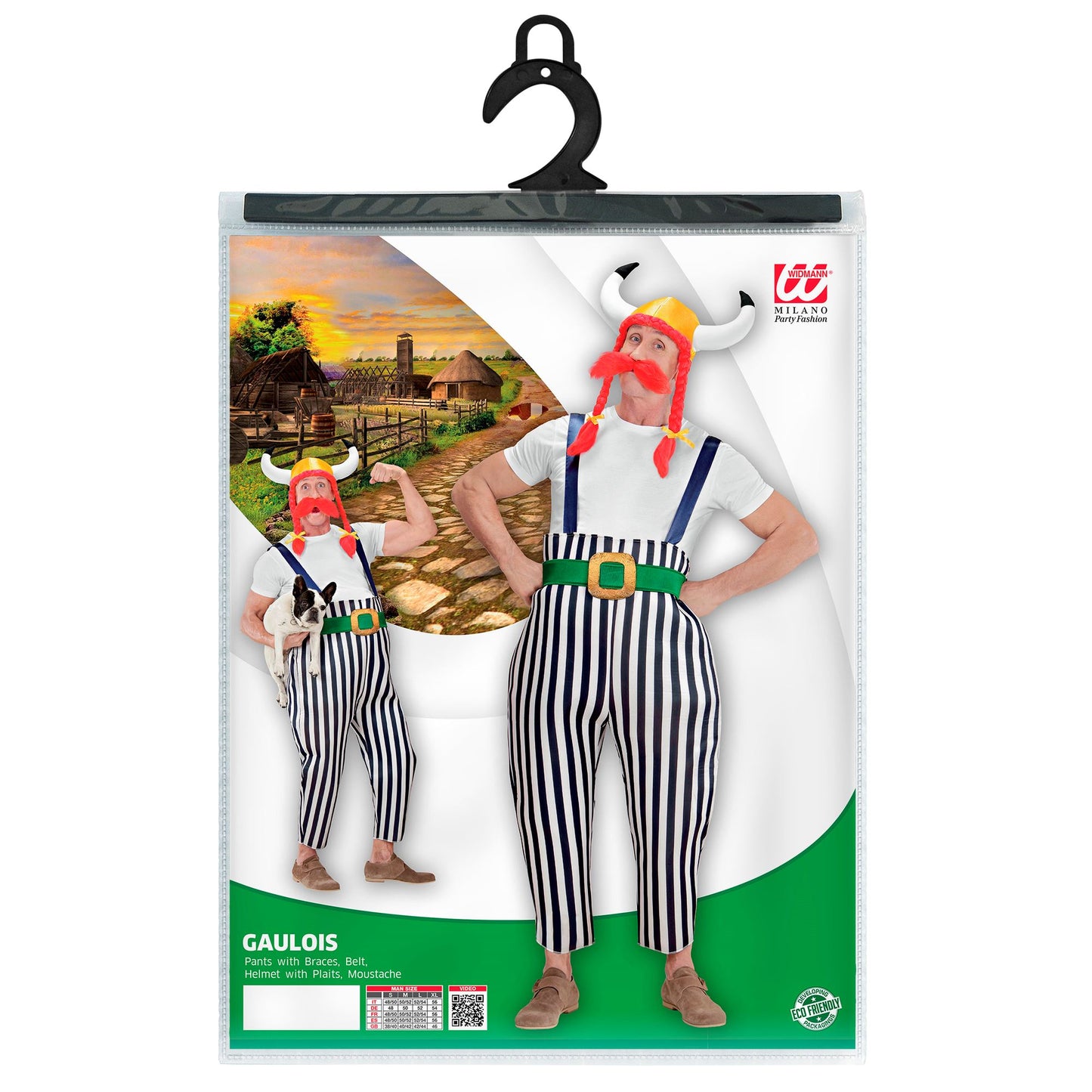 "GALLIER" (Maxi Hose mit Hosenträgern, Gürtel, Helm mit Zöpfen, Schnurrbart) – Ansicht 4