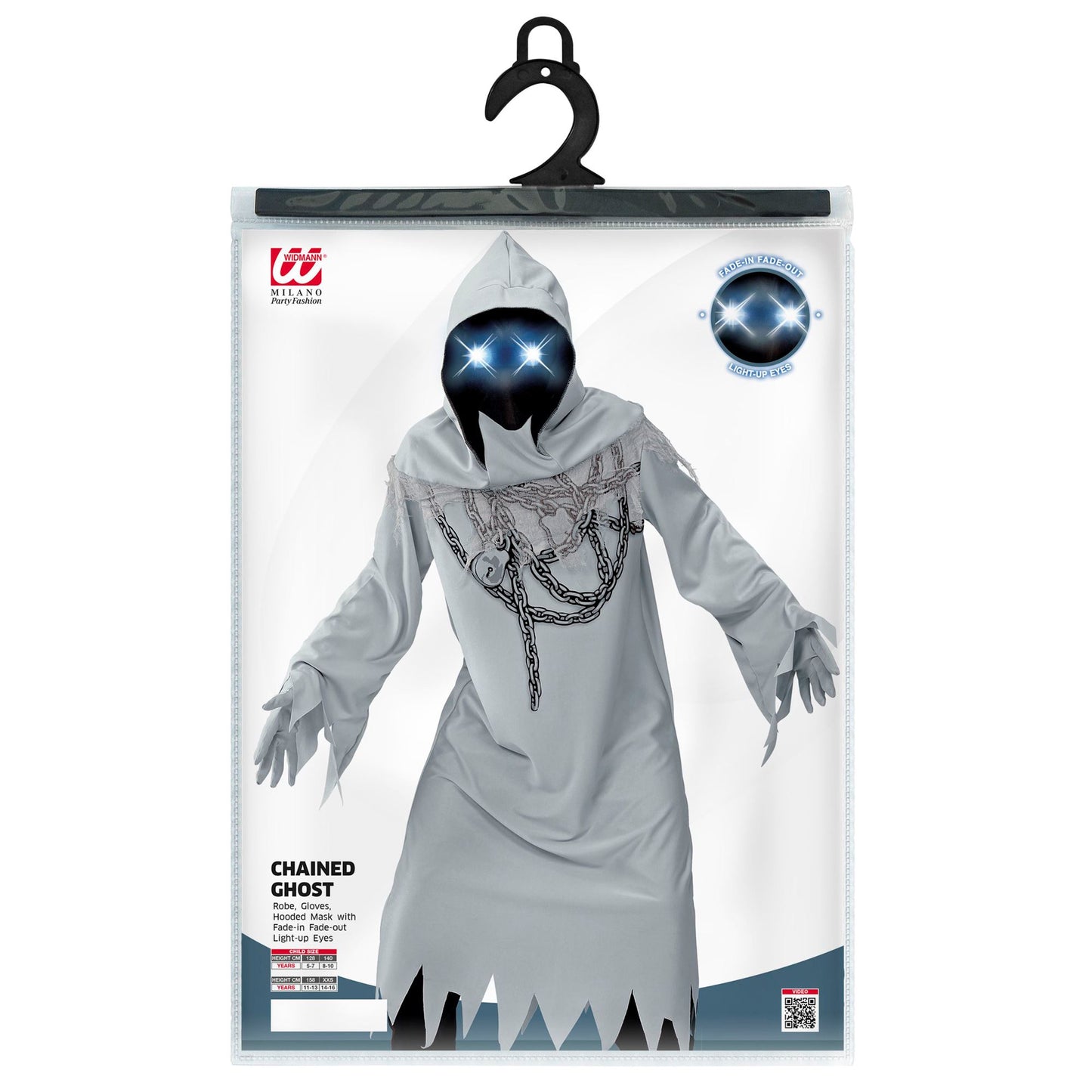 "GEIST IN KETTEN" (Robe, Handschuhe, Maske mit Kapuze und leuchtenden Augen - fade-in-fade-out Effekt) – Ansicht 4