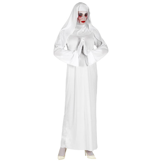 "GEISTERNONNE" (Tunika, Kopfbedeckung, Handschuhe) – Vorderansicht