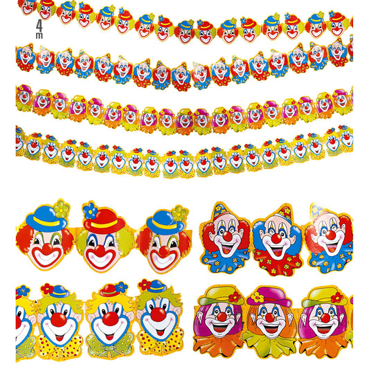 "GIRLANDE CLOWN" 3 m - sort. in 4 Modellen – Vorderansicht