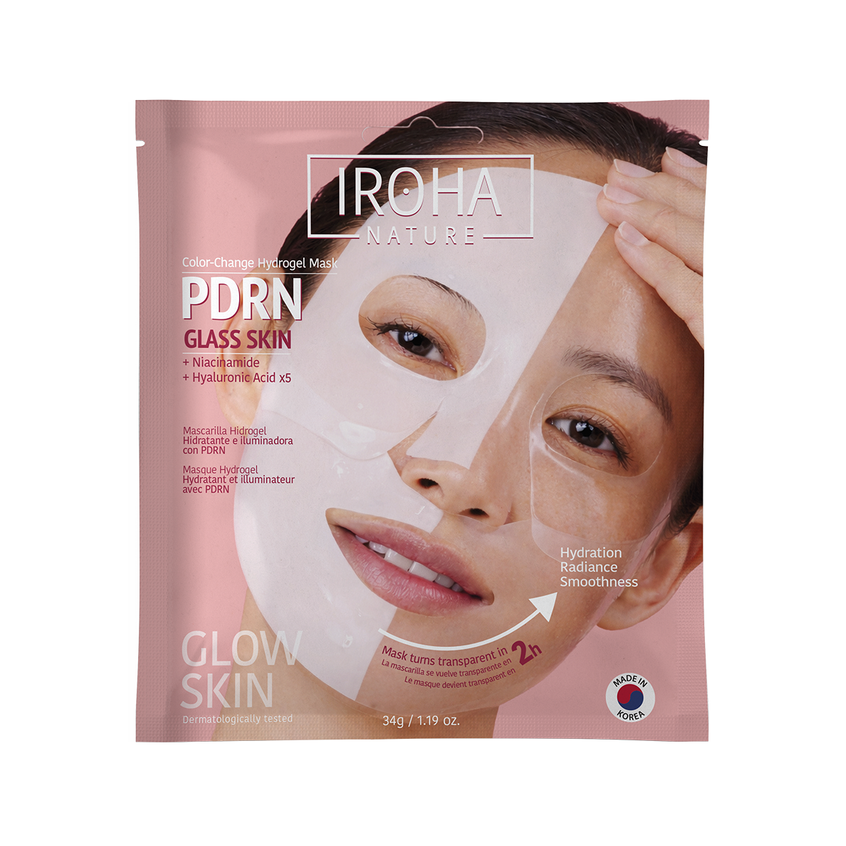 IROHA NATURE IROHA NATURE Pdrn Glass Skin Hydrogel Maske Color Change 1 Stück Kosmetik