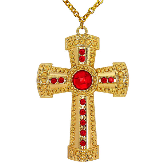 "GOLDENE HALSKETTE MIT KREUZ UND EDELSTEINEN" – Vorderansicht