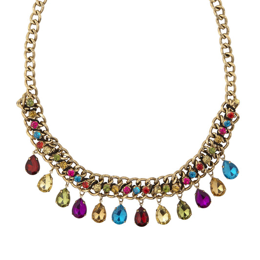 "GOLDENE KETTE MIT FARBIGEN STEINEN" – Vorderansicht