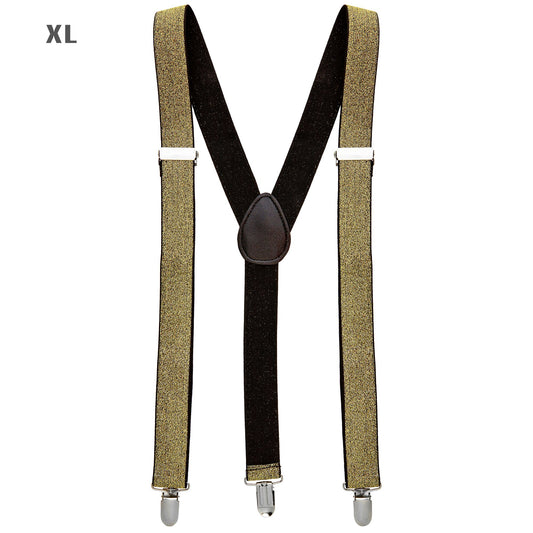 "GOLDENE LUREXHOSENTRÄGER" (ultralang bis 115-120 cm) – Vorderansicht