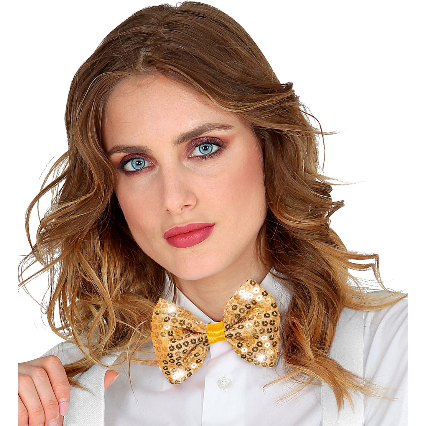 "GOLDENE PAILLETTENFLIEGE MIT 4 LED LICHTERN" regulierbar – Ansicht 5