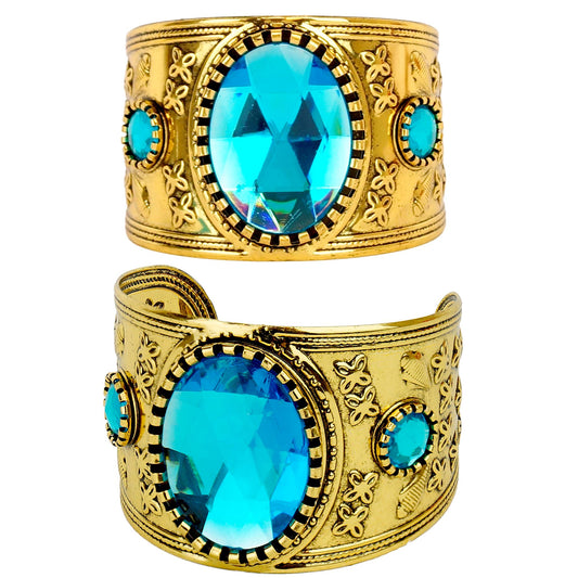 "GOLDENES ARMBAND MIT BLAUEM EDELSTEIN" – Vorderansicht