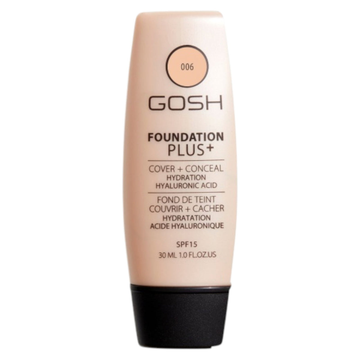 Gosh, Foundation Plus+, Flüssige Grundierung & Concealer 2-in-1, 006, Honig, SPF 15, 30 ml *Tester