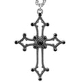 "GOTISCHE KREUZ KETTE MIT SCHWARZEN EDELSTEINEN" – Vorderansicht