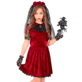 "GOTISCHE VAMPIRBRAUT" (Kleid, Schleier mit Blumen, Handschuhe) – Vorderansicht