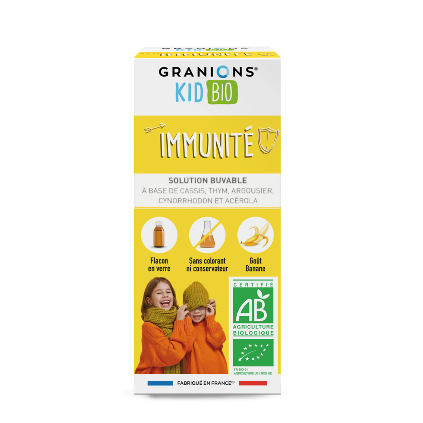 Granions, Kid Bio Banana, Sea buckthorn, Rosehip, Acerola, Blackcurrant & Thyme, Helps Stimulate & Strengthen The Immune System, Sirup, 125 ml
