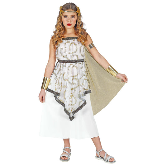 "GRIECHISCHE GÖTTIN" (Kleid mit Schulterumhang, Lorbeerkranz) – Vorderansicht