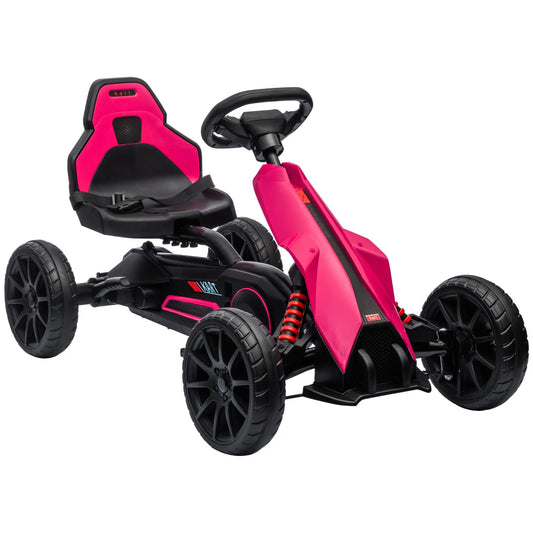 Rosa Kinder-Go-Kart mit Handbremse, verstellbarem Sitz und EVA-Reifen für 3-8 Jahre