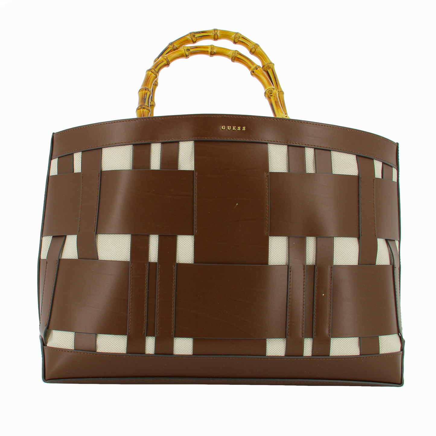 Guess, Aida, Leder, Textilhandtasche, Dunkelbraun, HWAIDWL2376, 50 x 35 x 19 cm