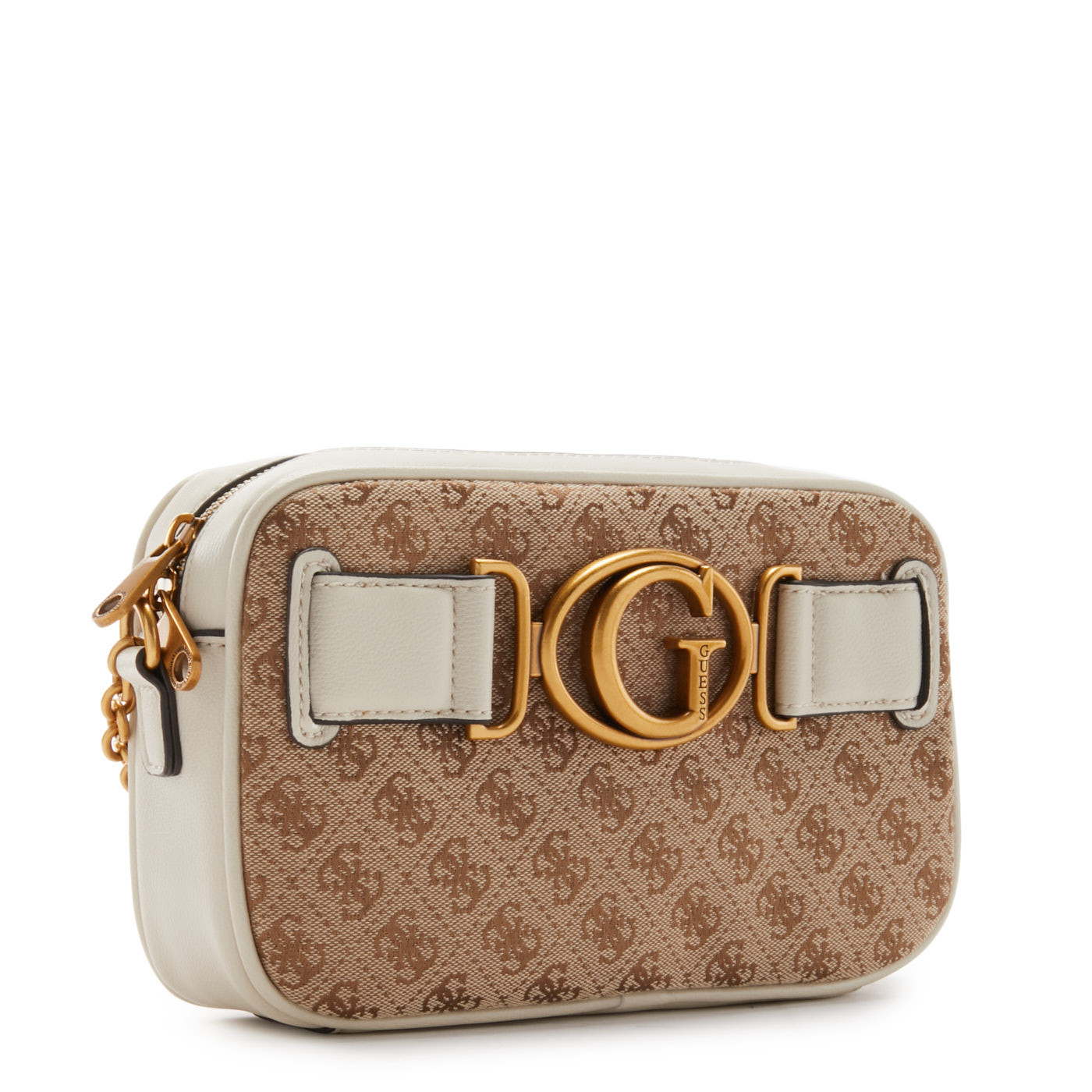 Guess, Aviana, Textil-Umhängetasche, Beige/Weiß, 25 x 15 x 6,5, Für Frauen