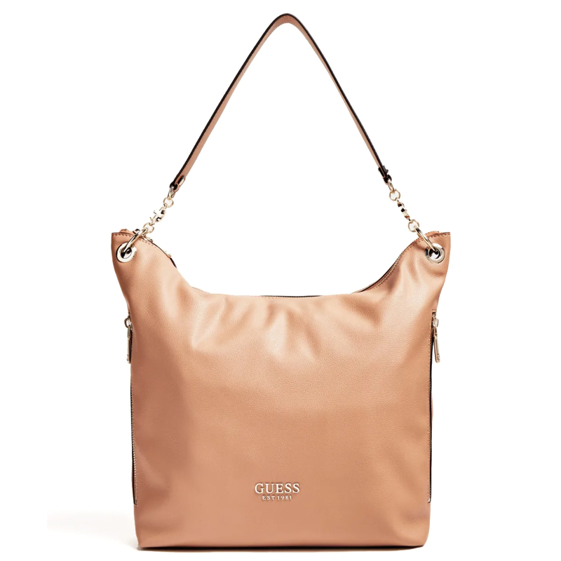 Guess, G Chain, Polyurethan, Textilhandtasche, Großer Landstreicher, Beige