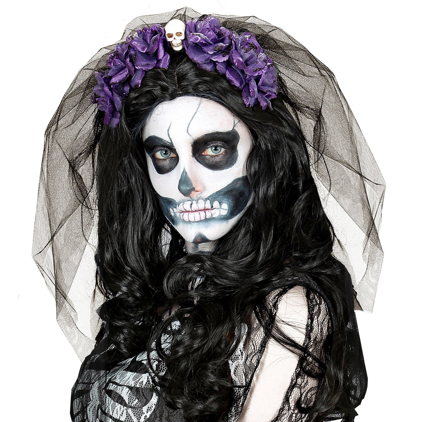 "HAARREIF MIT 6 VIOLETTEN ROSEN, TOTENKOPF UND SCHLEIER" – Ansicht 4