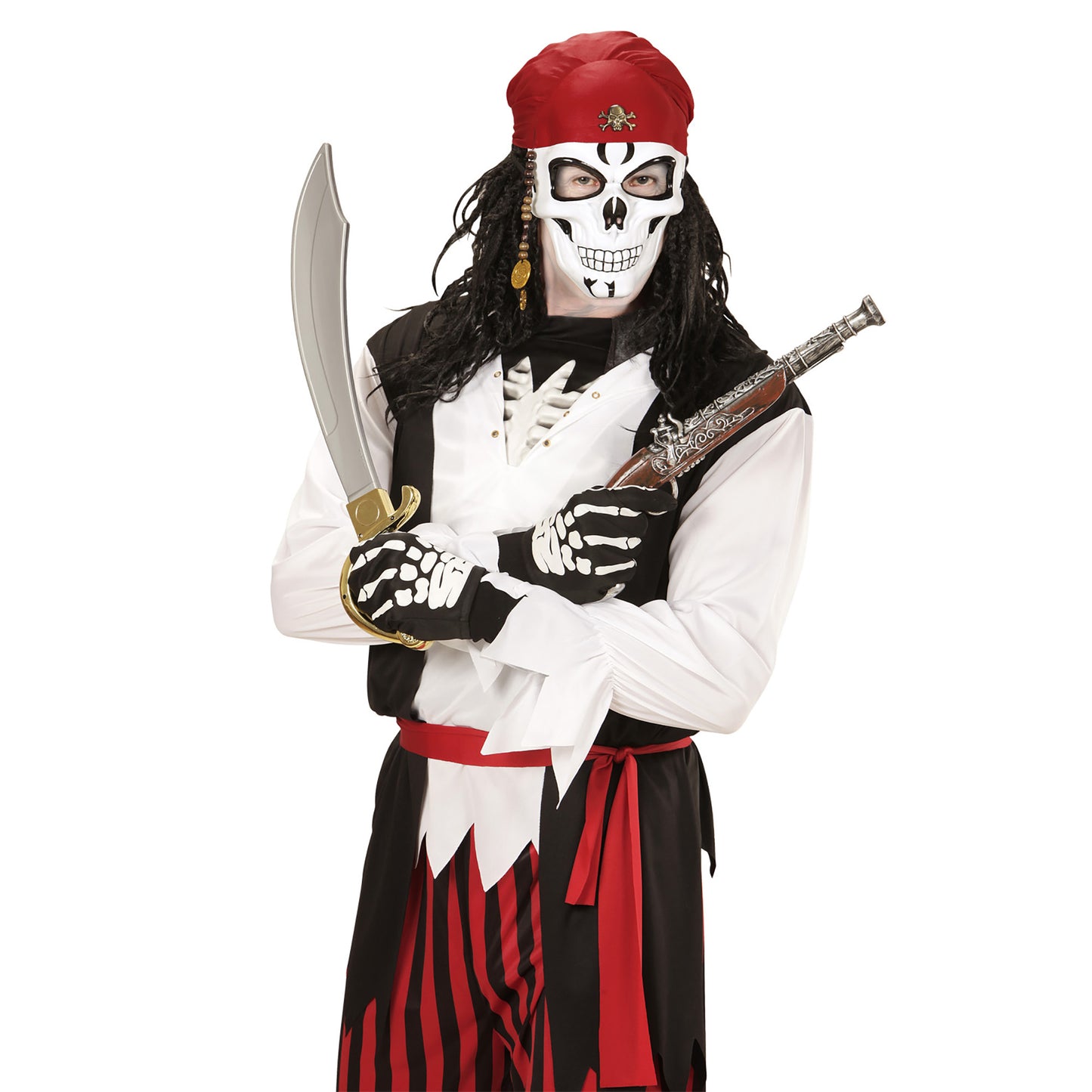 "HALBMASKE TOTENKOPF MIT BANDANA, BART & DUBLONEN" – Ansicht 4