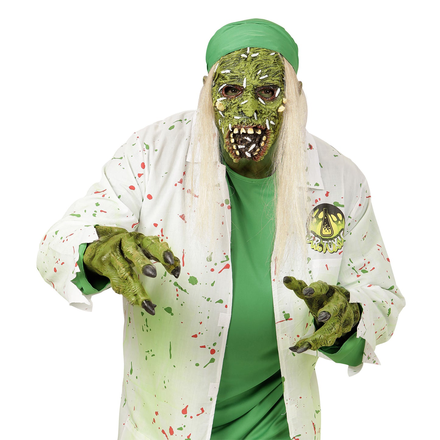 "HALBMASKE TOXIC ZOMBIE MIT HAAREN FÜR KINDER" – Detailansicht