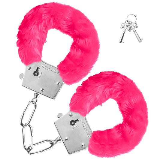 HANDSCHELLEN MIT ROSA FELL" – Vorderansicht