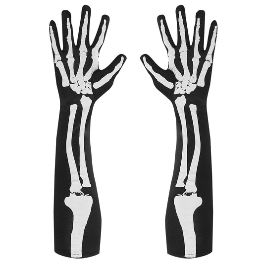 "HANDSCHUHE SKELETT" 50 cm - Front- und Rückseite bedruckt – Vorderansicht