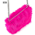 "HANDTASCHE LANGHAARPLÜSCH NEON PINK" – Vorderansicht